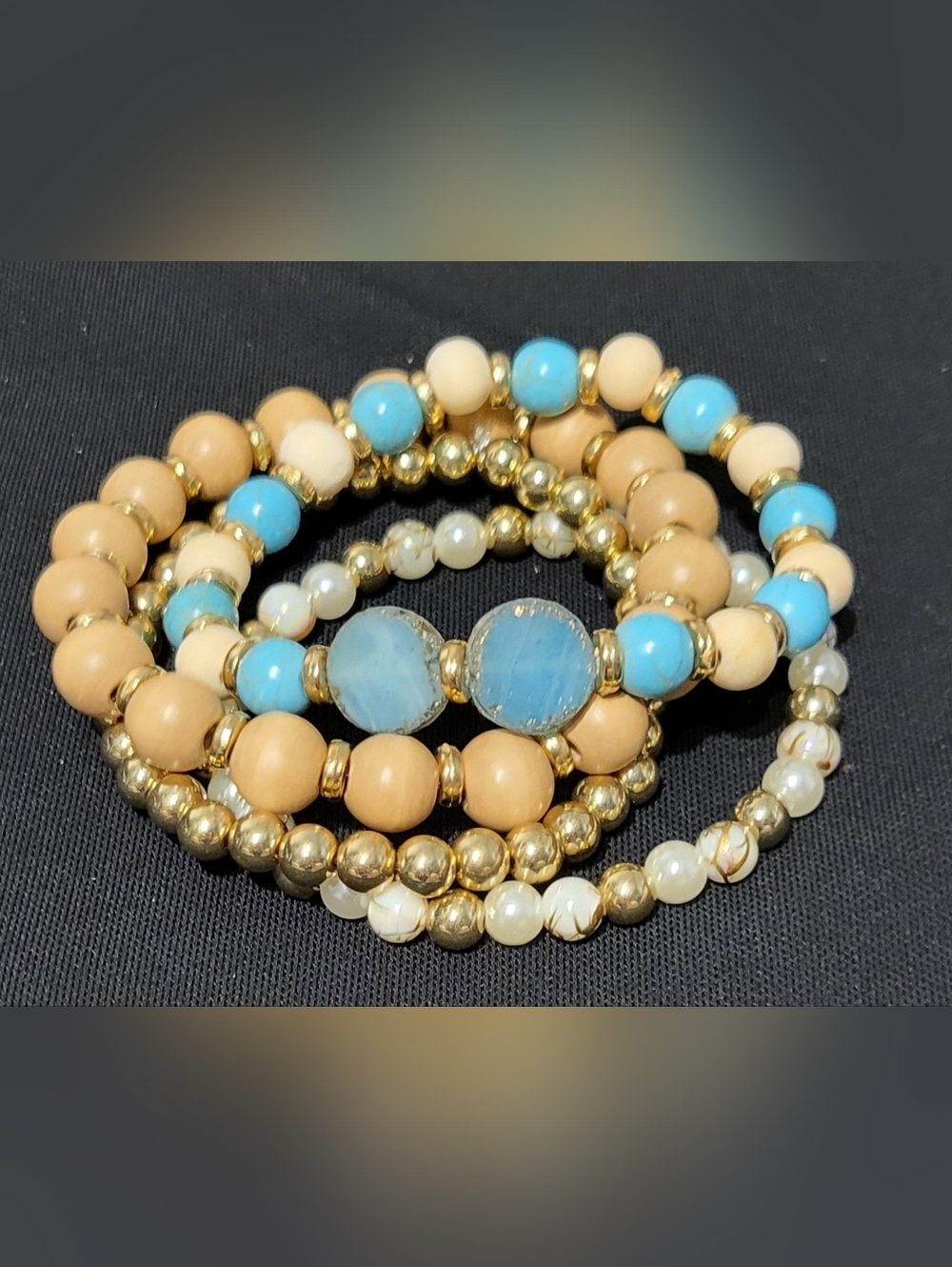 Hand Crafted Stretch Beaded Bracelet Set of 
4